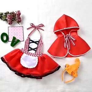 Newborn Toddler Little Red Riding Hood Costume Set Baby Girl Halter Tutu Romper Dress Red Cloak 0-24M