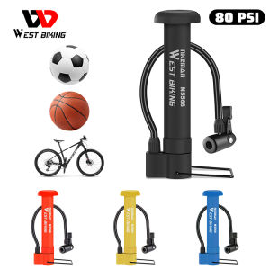 WEST BIKING 80PSI Portable Air Pump Bicycle Pump Inflator Ball Pump Motocycle Pump Toy Inflatable Hand Pump Bike Accessories