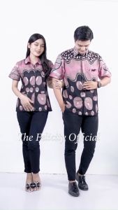 felicitybatik - Atasan Batik Couple Kemeja Wanita Lengan Pendek 7/8 dan Kemeja Pria Batik Seragam [ Barbie ]