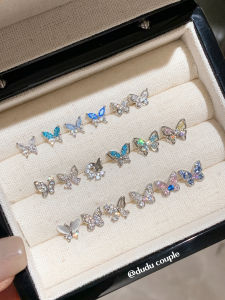 Butterfly Shaped Titanium Steel Earrings for Women Easy to Clean Anti Allergic Non Oxidizing Medical Steel Post Earrings