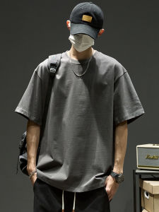 Áo Thun Cotton Nam Tay Ngắn Dáng Rộng Mùa Hè Thường Ngày Thoáng Khí Thoải Mái Phong Cách Mỹ Cổ Tròn Tay Lửng Màu Trơn