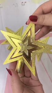 Topping Hiasan Pohon Natal Bintang Warna Emas Christmas Aksesoris Top Star Puncak Dekorasi Toping