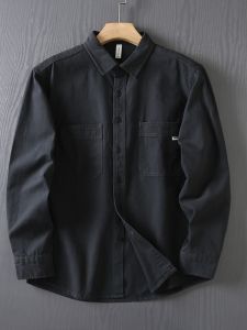 Workwear Shirt Male Japanese-Style Retro Pure Cotton Shirt Outerwear Top Youth Trendy Early Autumn Thin Loose Casual Outwear