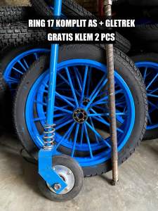 Roda gerobak Ring 17 Komplit as+gletrek (BAN BARU)