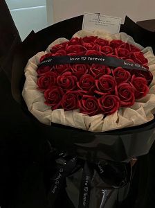 Red Rose Eternal Life Soap Flower Wedding Artificial Flower Valentines Day Birthday Gift for Wife Confession Bouquet