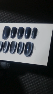 black color artificial nail black cateye gel color press on nail short oval shape fake nail handmade press on nail