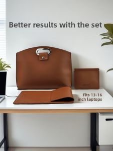 Large Capacity Commuter Handbag Business Style Laptop Bag Waterproof Leather Briefcase for Huawei Lenovo Ladies Office Bag