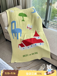 Original Home Blanket Couch Throw Thick Air Conditioned Blanket Leisure Nap Blanket Warm Geometric Pattern Half Velvet Blanket