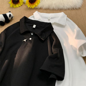 Metal Decorated Casual Polo Shirt Mens Short Sleeve Summer American INS Trendy Loose Fit Collared T-Shirt Fashionable Sensation