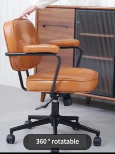 SuperValue Luxury Leather Chair Height Adjustable Swivel Chair 360 Degree Rotating Chair Small Space Chair