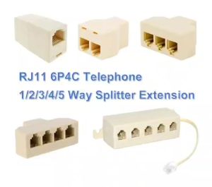 RJ11 6P4C Telephone 1/2/3/4/5 Way Splitter Extension 1 Female to 1/2/3/4/5 Female Adapter