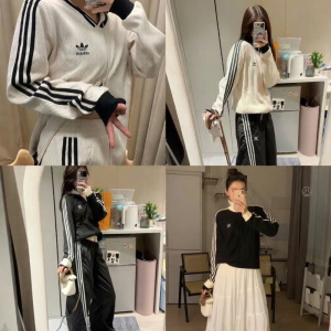 adidas | แจ็คเก็ตถักแฟชั่นสำหรับผู้ชายและผู้หญิง Adidas คู่รัก คอตั้ง สีบล็อก เสื้อคลุมกีฬาลำลอง สไตล์วิสโคส สวมใส่สบาย