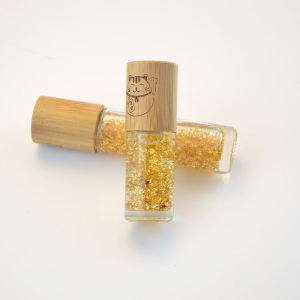 Lucky Cat 24K Real Gold DIY Essential Oil 5 Ml10ml Roll-on Bottle Natural Gem Beads Sub-Packaging Handmade Glass Bottle