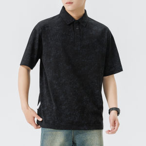 Casual Short Sleeve Mens Polo Shirt Summer Heavyweight T-shirt Trendy Brand Versatile Casual Collared Top Silk Lustrous Cotton