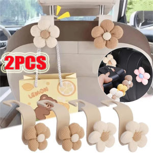【Pphha】2Pcs Flower Car Seat Hook Fashion Cute Flower Bracket Simple Removable Car Storage Hook Auto Interior Accessories