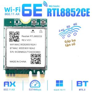 M.2 WiFi 6E Ba Băng Tần 5374Mbps Bộ Chuyển Đổi Bluetooth 5.3 Bộ Điều Hợp Không Dây Gigabit RTL8852CE Cho Card Mạng Máy Tính Xách Tay Windows 10/11