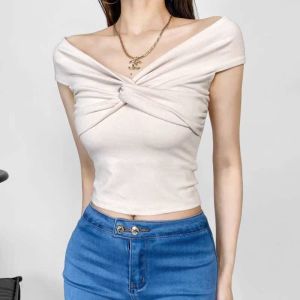 Áo Thun Nữ Tay Ngắn Cổ Chữ V Thắt Nơ Pure Desire Sensation Hai Mặt Ôm Vừa Vặn Gợi Cảm Đa Năng Giúp Thon Gọn Mùa Hè Thường Ngày