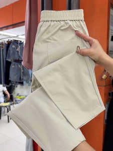 Fashionable Casual Mesh Dry Fast Pants Womens 2024 Summer New Style Harlan Loose Slimming Nine-Piece Carrot Pants Trendy