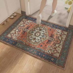 VIKAMA Bohemian-Style Crystal Velvet Rug Non-slip and Stain-resistant Suitable for Bedrooms Hallways and Entrances Home Decor