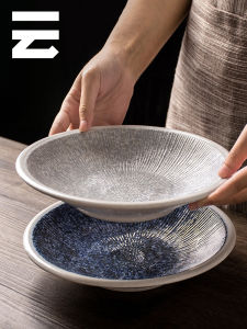 Large Size Japanese Style Ceramic Plate Bozoin Burnt Clay Dining Utensils Fruit Plate Hand-Painted round Shape from Japan