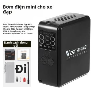 West Biking | Bơm Điện Mini WEST BIKING 150PSI Màn Hình LCD Bơm Lốp Xe Đạp Di Động Dùng Cho Ô Tô Xe Máy Xe Đạp Điện Xe Đạp Địa Hình Xe Đạp Đường Trường - Sạc Type-C