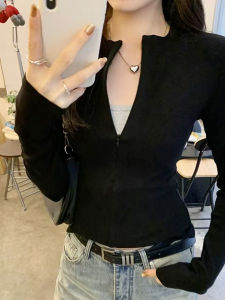 LUOFEN | Chic Tight Long Sleeve Zipper T-shirt
