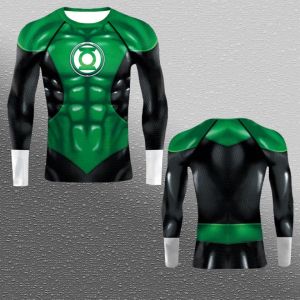 Hot Toys | Popular Green Lantern Long-sleeved Fitted Shirt Fashion Sports Fitness Clothing Spring Autumn Long Sleeve T-shirt Family Clothes