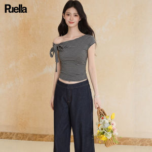 puella | Summer Korean Style Stripe Color Block Skinny Halter Sleeveless T-Shirt