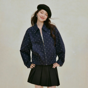 INMAN | Retro Polka Dot Turn-Down Collar Loose Jacket