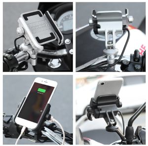 GIÁ ĐỠ ĐIỆN THOAI CNC Không gỉ GẮN CHÂN GƯƠNG XE MÁY hiệu MOTOWOLF có rack sạc