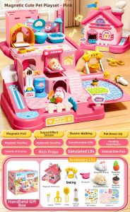 KAKABEIER | Magnetic Pet House and Dollhouse Playset for 3-6 Year Old Girls