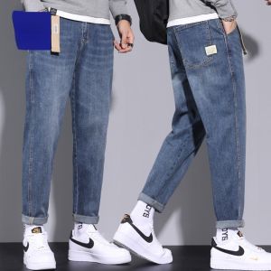 ROMON | Loose Straight Leg Blue Denim Jeans Casual Nine-Piece Mens Tapered Workwear Romon Autumn New Style Fashion Urban Youth Long Pants