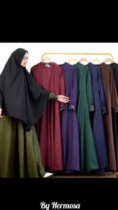 Hermosa - Gamis Embos Motif Indian Hijau Army Wolfis Premium Umbrella 4m | Gamis Hermosa