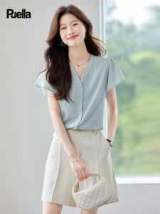 Puella | Elegant V-Neck Short Sleeve Shirt for Women