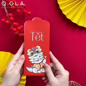 Set 10 Bao Lì Xì Tết Thiết Kế Dễ Thương Độc Quyền Q.GLA - Kích Thước 8x16cm - Đa Dạng Màu Sắc