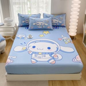 Dansunreve Sanrio Series Fittedsheet Ga Trải Giường thoáng khí làm mát kuromi cinnamorol Hello Kitty Fittedsheet Ga Trải Giường siêu mềm với cao su thoáng khí King size đơn Nữ Hoàng