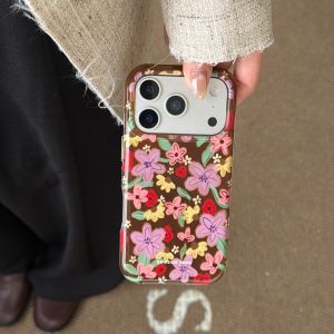 Retro Oil Painting Full Screen Colorful Line Flowers Shockproof Protective Phone Cover Case for iPhone 17 16 15 14 Pro Max Air