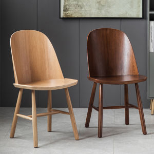 เก้าอี้ทานอาหารแบบเรียบง่ายและหรูหราสไตล์ยุโรป ทรงเรขาคณิต วัสดุไม้ นุ่ม สไตล์ญี่ปุ่น สำหรับใช้ในบ้าน ร้านอาหาร ร้านกาแฟ