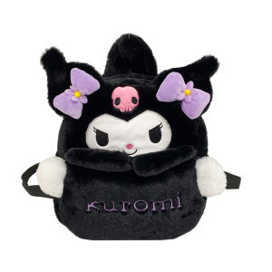 Cute JK Uniform Large Capacity Plush Backpack School Bags for Girls Cartoon Animal Shape Soft Cotton Texture Double Root Strap