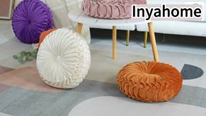 Red Gift Velvet Pumpkin Throw Pillow Handmade Pleated 3D Dutch Backrest Waist Lumbar Support Cushion Mat For Sofa Bed Floor