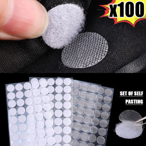 100Pairs 10/15/20mm Self Adhesive Dots Velcro Transparent Strong Doule Sized Tape Sticky Dot White Round Hook Loop Fastener Sticker