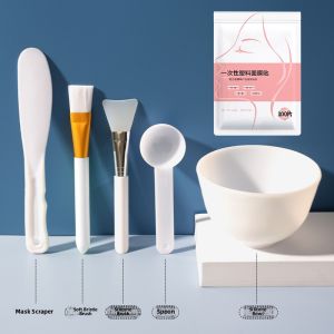 Beauty Salon Face Mask Bowl And Brush Tool Set Preservation Film Professional Skincare Kit including Spoon for Mask Application