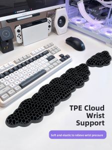 TPE Keyboard Mouse Pad Hand Rest Breathable Washable Ergonomic Wrist Support for 108 Keys Keyboard Black Blue Computer Accessories