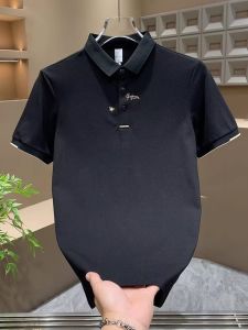 Áo Thun Nam Mùa Hè Thời Trang Cổ Polo Ôm Vừa Vặn Thêu Thoáng Khí Thoải Mái Thường Ngày Tay Lửng Áo Thun Cotton Polyester