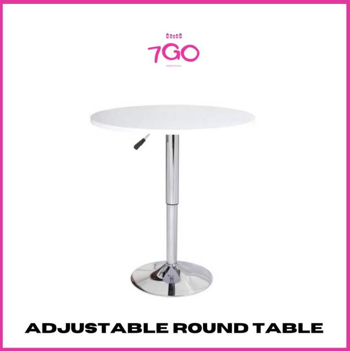 7GO's Adjustable White Round Table Adjustable Height Dining Table