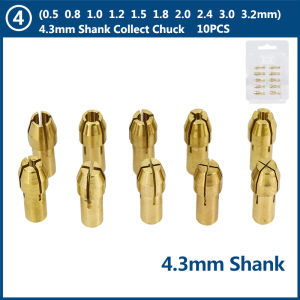 XCAN 10Pcs Mini Brass Drill Chucks Collet Bits 0.5-3.2mm Chuck Adapter 4.3/4.8mm Shank For Dremel Accessories Rotary Tool