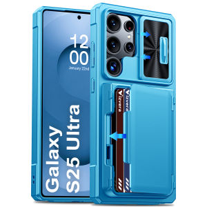 Ốp Điện Thoại Samsung Galaxy S25 Ultra Có Khe Đựng Thẻ (4 Thẻ) Nắp Che Camera & Giá Đỡ Màu Đen Bảo Vệ Toàn Thân Chống Xước Chống Sốc