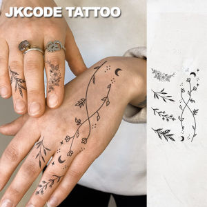 Waterproof Mehndi Design Semi-permanent TattoosTemporary Tattoos Minimal Cute tattoos Flowers and Plants LeafsLasts 2 Weeks