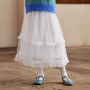 Little Naive | White Puffy Child Earloop Autumn Half-Skirt