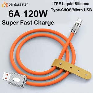 [pantorastar] 6A 120W Super Fast Charging TPE Liquid Silicone Fast Charging Cord with Leather Buckle Type-C/Lightning/Micro Length 1M USB Charging Cable Bold Data Cable for iPhone Huawei Xiaomi Samsung and others Android Micro USB Type-C Mobile Phone